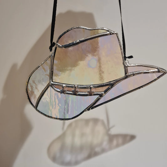stained glass cowboy hat suncatcher